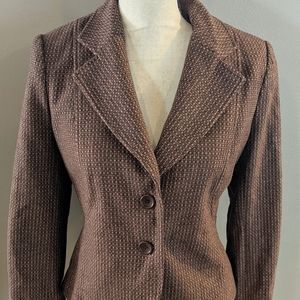 French Connection Pink/Brown Wool Plaid Bl…